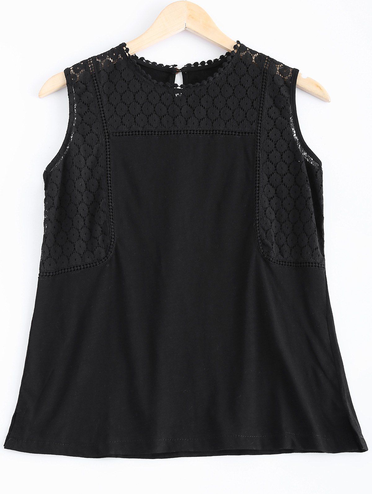 

Casual Women's Lace Openwork Tank Top, Black