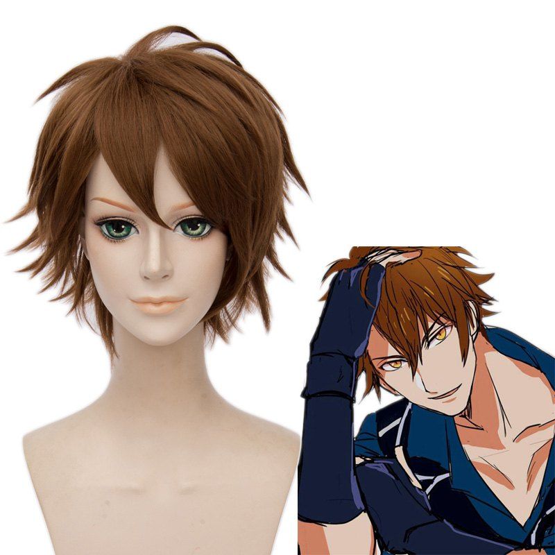 

Fluffy Straight Synthetic Idolish7 Trigger Cosplay Short Straight Wig, Brown