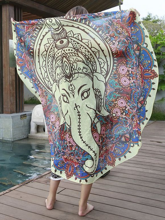Graceful Motif Elephant Mousseline Cover Up femmes s 'Sarong - multicolore ONE SIZE(FIT SIZE XS TO M)