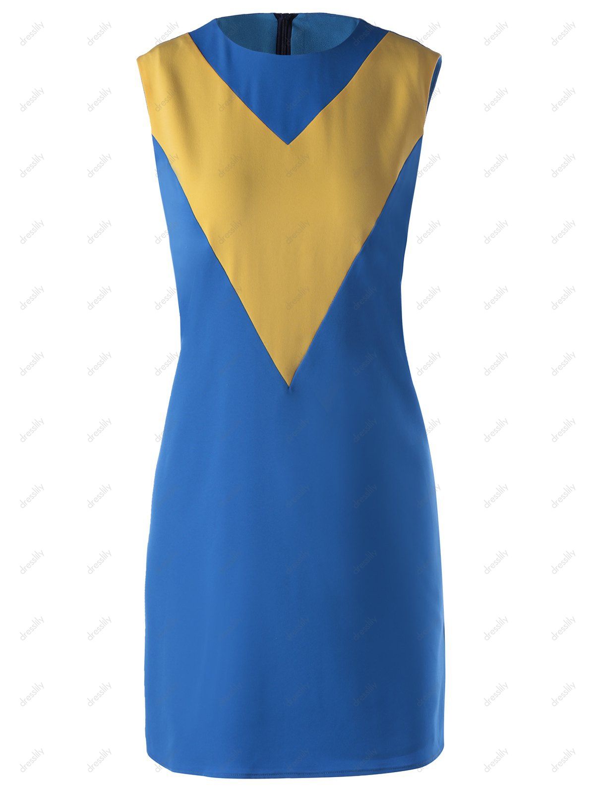 

Stylish Color Block Dress For Women, Blue and yellow