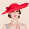 Elegant Lady Cocktails Shape and Big Bow Decorated Formal Dress Hat - RED 
