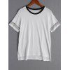 T-Shirt Brief High Low Hem Slit brodé Femmes  's - Blanc ONE SIZE(FIT SIZE XS TO M)