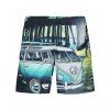 Casual Straight Leg Car Printed Lace Up Boardshorts - multicolore 2XL