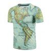Manches courtes Casual col rond mondiale Carte Imprimer T-shirt - multicolore 2XL