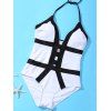 Alluring Halter Cut Out Banded One-Piece Swimwear For Women - WHITE S