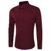 Casual Plus Size manches longues couleur unie Chemises pour hommes - Rouge vineux 5XL