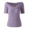 Élégant Stripe Knitting Tee pour les femmes - multicolore L