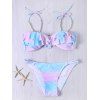 Couleur Ombre Spaghetti Strap perlé Volants Bikini - multicolore S