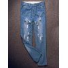 Straight Fashion Leg Cat  's Whisker et Trou design Men ' s Aménagée Zipper Fly Jeans - Bleu 29