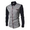 Bouton-down Casual Color Block manches longues chemises pour hommes - gris foncé 2XL