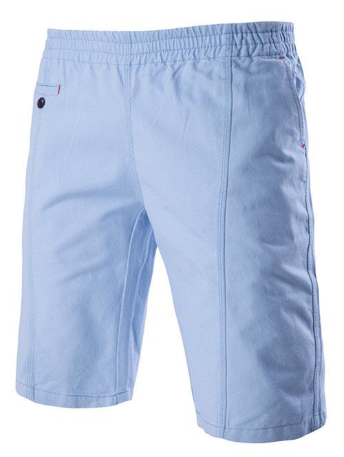 Shorts Solid Color Élégant taille élastique Jambe droite Hommes  's - Bleu clair 2XL