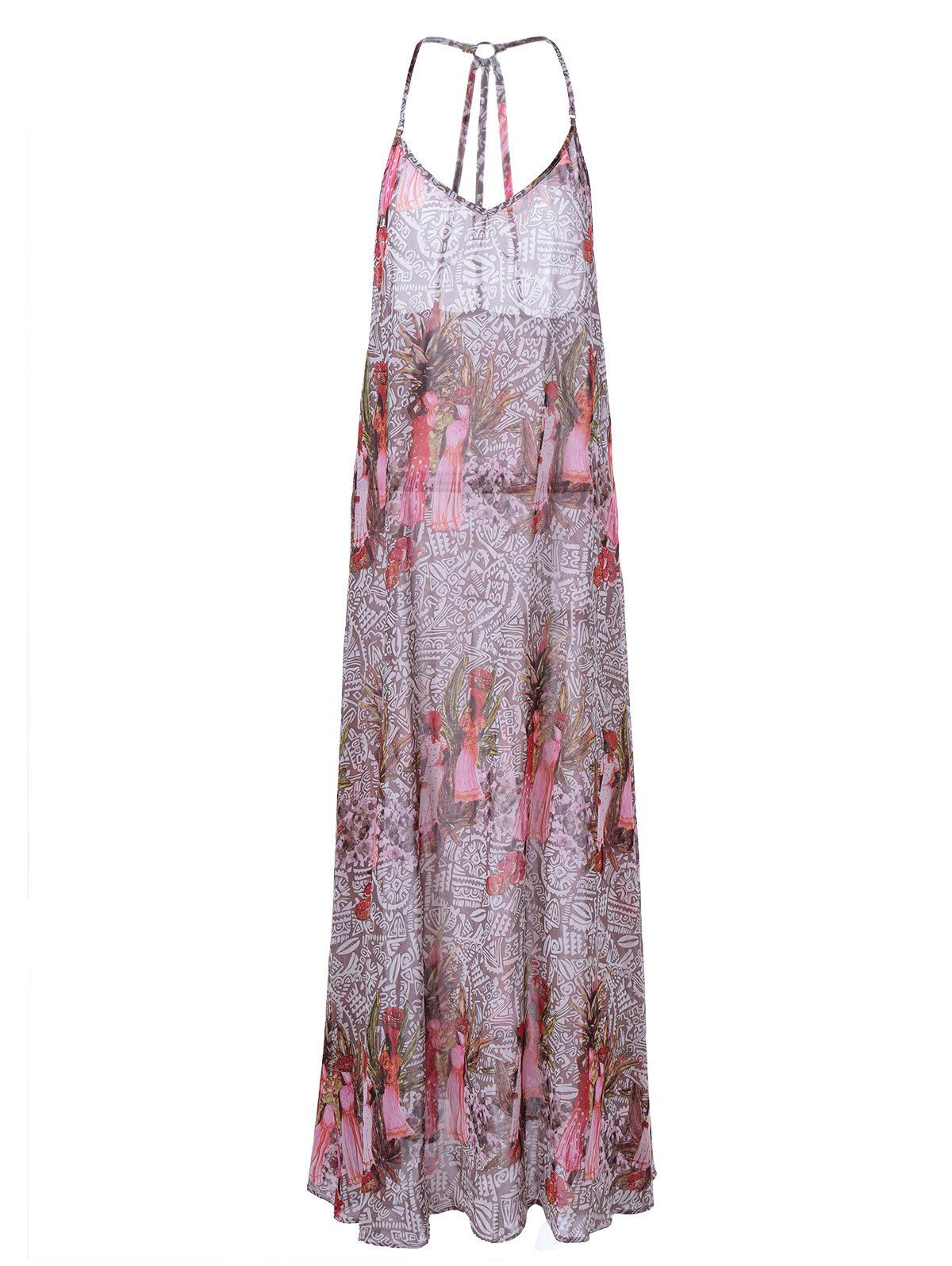 

Fashionable Bohemian Pringting Spaghetti Strap Dress For Women, Colormix