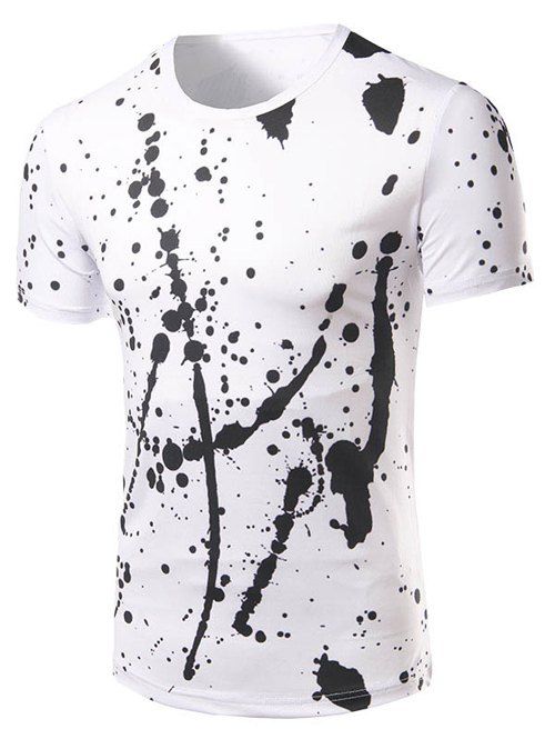 Mode col rond d'encre T-Shirt Impression Men 's - Blanc 2XL