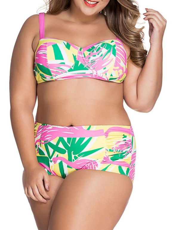 Chic Plus Size Spaghetti Strap Imprimé Ensemble bikini pour les femmes - multicolore 3XL