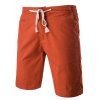Shorts Solid Color Élégant Lace-Up Straight Leg Men  's - Marron 2XL