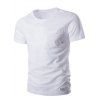 Détail étoile Métal Agrémentée T-shirt col rond manches courtes hommes poche  's - Blanc M