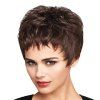 Fashion Short Layered Cut Synthetic Fluffy Slightly Curled Dark Brown Mixed Wig For Women - marron foncé 