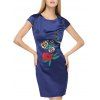 Floral Embroidery Smooth Mini Dress - Bleu XL