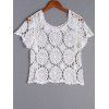 Stylish Women's Round Neck Crochet Top - Blanc ONE SIZE(FIT SIZE XS TO M)