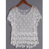 Stylish Women's Round Neck Lace Crochet Top - Blanc ONE SIZE(FIT SIZE XS TO M)
