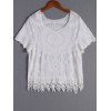 V-Neck Lace manches courtes Blouse s 'Casual femmes - Blanc ONE SIZE(FIT SIZE XS TO M)