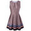 Elegant Round Neck Pringting Flounce Sleeveless Dress For Women - Géométrie Colorée XL
