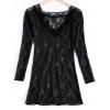 Sexy Lace Plunging Neck Spliced Long Sleeve Women's Babydoll - Noir ONE SIZE