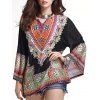 Trendy Digital Print Femmes Peasant Top  's - multicolore ONE SIZE(FIT SIZE XS TO M)