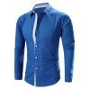 Solide Couleur col rabattu manches longues Men 's - Bleu Saphir L