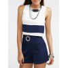 Casual Color Block Tank Top and Shorts Women's Twinset - Bleu Marine / Blanc M