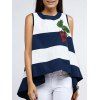 Striped Strawberry Embroidery High-Low Lady's Top - Rayure ONE SIZE(FIT SIZE XS TO M)