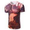 Men's 3D Mountain Print Round Collar T-Shirt - multicolore M