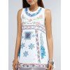 Stylish Round Neck Loose Fitting Floral Print Tank Top For Women - Blanc ONE SIZE(FIT SIZE XS TO M)
