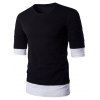 T-shirt de couleur bloc Splicing design col rond Hommes - Noir L