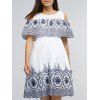 Ethnic Jewel Neck Cold Shoulder Embroidered Dress For Women - Blanc ONE SIZE(FIT SIZE XS TO M)