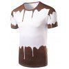 Men's 3D Chocolate and Milk Print Round Collar T-Shirt - multicolore 2XL
