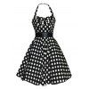 Retro Polka Dot Print Halter Fit et Flare Dress For Women - Noir L