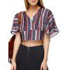 Ethnic Style Striped Batwing Sleeves Backless Tie Back Tee For Women - multicolore ONE SIZE(FIT SIZE XS TO M)