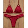 Trendy Halter Pure Color Stretchy Women's Bikini Set - Rouge foncé L