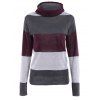 Fashion Color Block Long Sleeves Women's Turtle Neck Sweater - Pourpre ONE SIZE