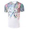 Mode Ronde T-shirt de peinture Col 3D Men 's - coloré 2XL