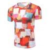 Collier Fashion Round Color Block T-shirt de peinture Men 's - multicolore 2XL
