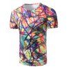 Collier Fashion Round T-Shirt Men 's  Colorful Graffiti - coloré 2XL