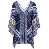 Style Ethnique Imprimé col à manches 3/4 Kimono Blouse pour les femmes - multicolore S