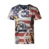 3D Star et T-shirt de Stripe Motif col V à manches courtes Plus Size Hommes - multicolore L