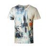 T-shirt de Castle 3D Motif Vintage V-cou à manches courtes Plus Size Hommes - multicolore 5XL