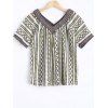Bohemian Women's V-Neck Short Sleeves Tribal Print Blouse - Blanc ONE SIZE(FIT SIZE XS TO M)