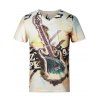 T-shirt de motif de guitare 3D V-cou à manches courtes Plus Size Hommes - multicolore 4XL