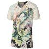 T-shirt de 3D élégant dragon Motif V-cou à manches courtes Plus Size Hommes - multicolore 5XL