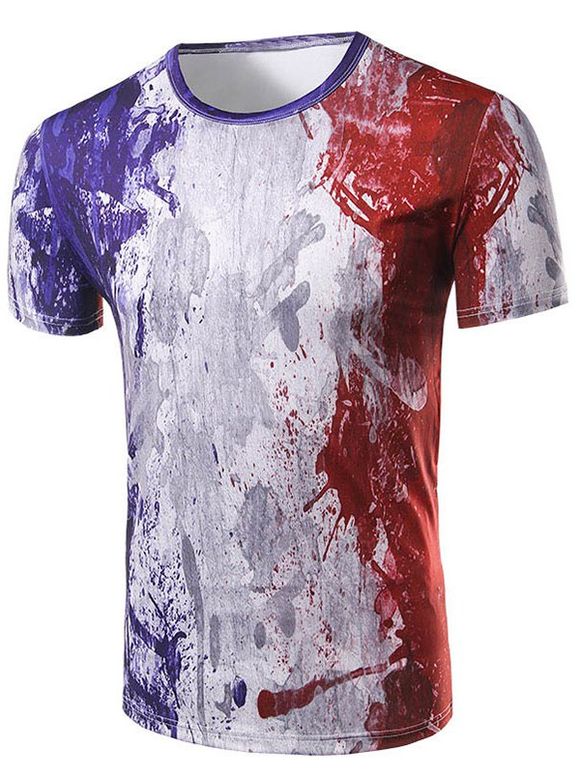 T-shirt imprimé Men 's  Casual manches courtes - multicolore XL